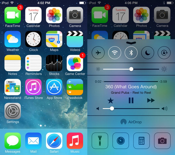 Вигляд меню iOS 7